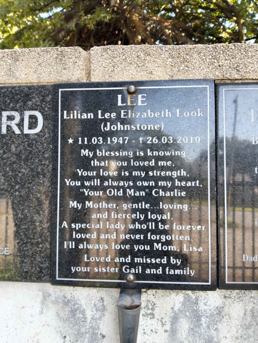 LOOK Lilian Lee Elizabeth nee JOHNSTONE 1947-2010