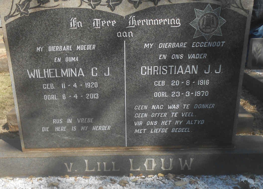 LOUW Christiaan J.J., v. LILL 1916-1970 &amp; Wilhelmina C.J. 1920-2013
