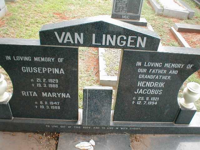 LINGEN Hendrik Jacobus, van 1921-1994 &amp; Giuseppina 1929-1988 :: VAN LINGEN Rita Maryna  1947-1988