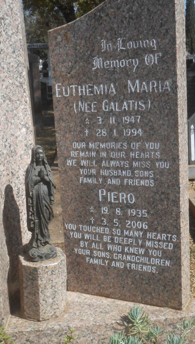 LOMBARDI Piero 1935-2006 &amp; Euthemia Maria GALATIS 1947-1994