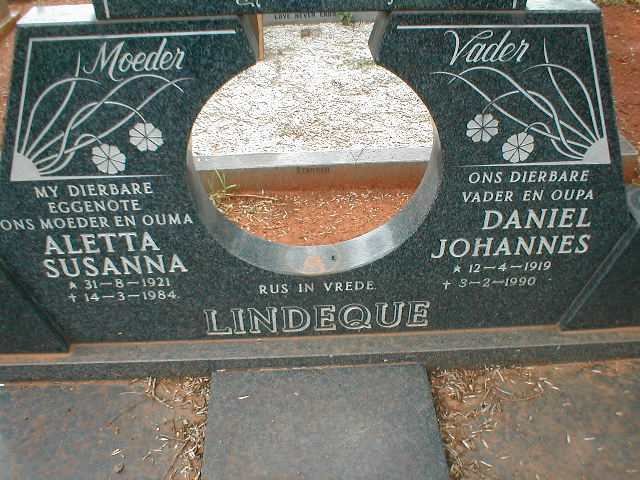 LINDEQUE Daniël Johannes 1919-1990 &amp; Aletta Susanna 1921-1984