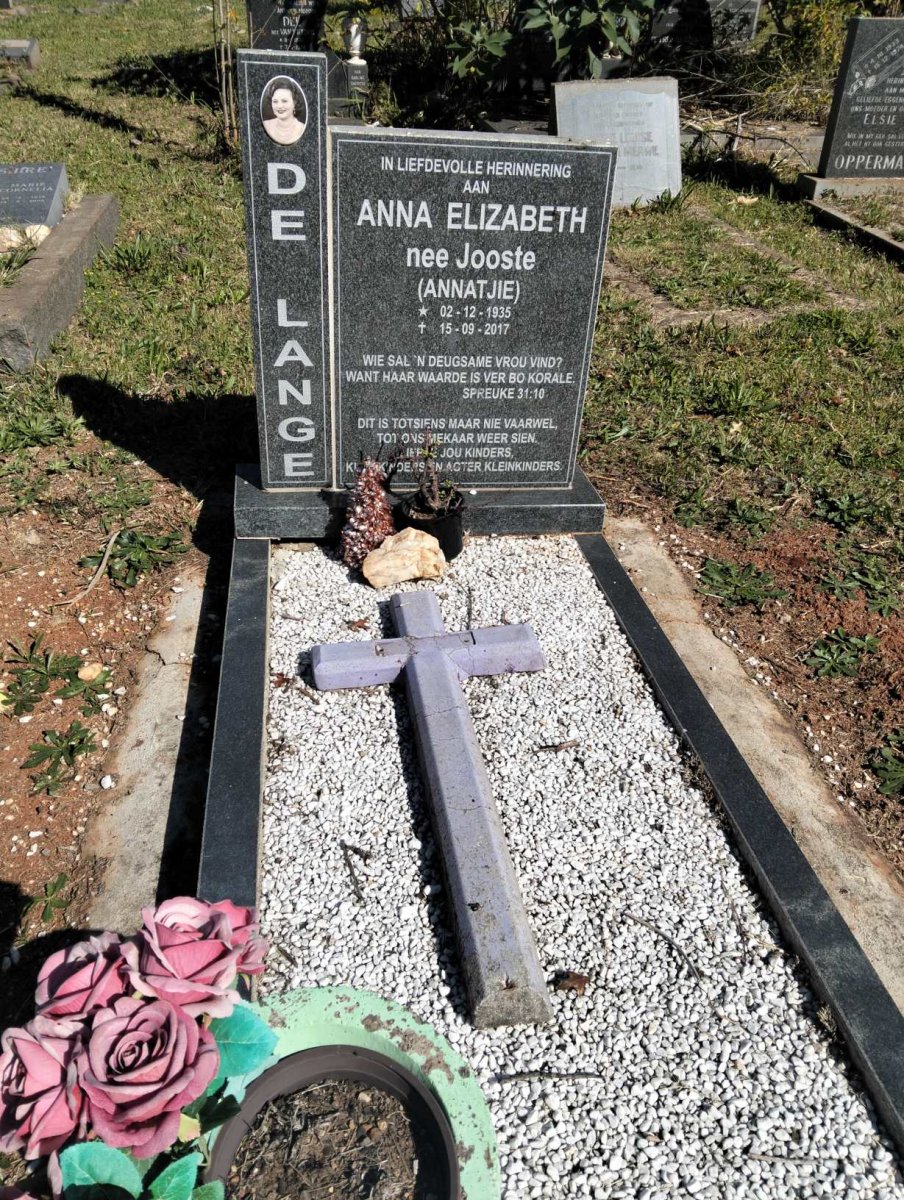 LANGE Anna Elizabeth, de nee JOOSTE 1935-2017