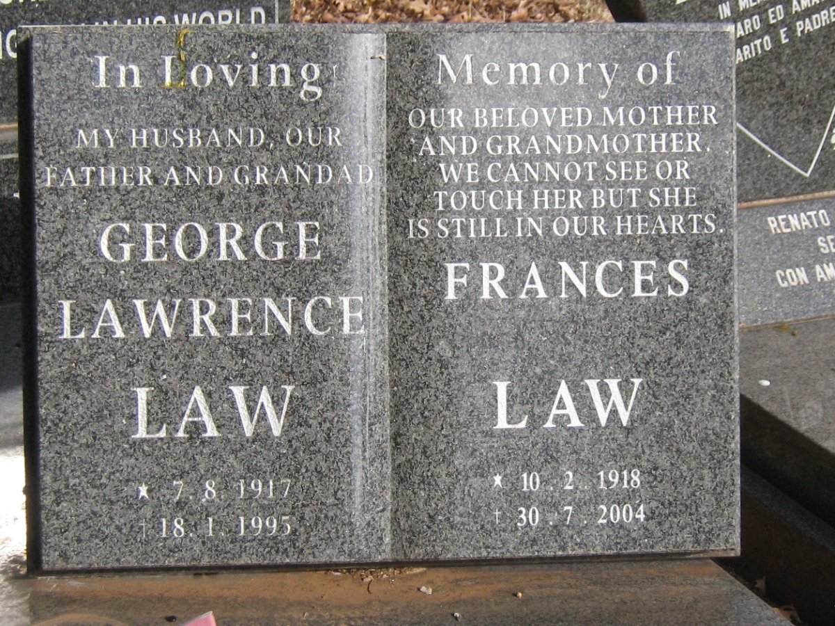 LAW George Lawrence 1917-1995 &amp; Frances 1918-2004