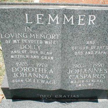 LEMMER Johannes Casparus 1903-1990 &amp; Dorothea Johanna OLLEWAGE 1905-1979