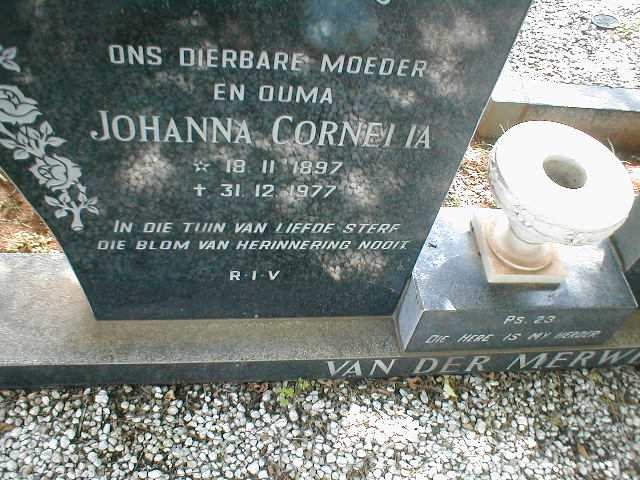 MERWE Johanna Cornelia, van der 1897-1977