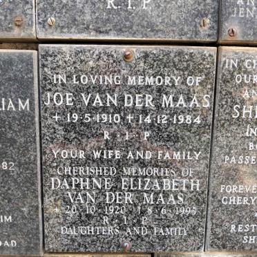 MAAS Joe, van der 1910-1984 & Daphne Elizabeth 1920-1995