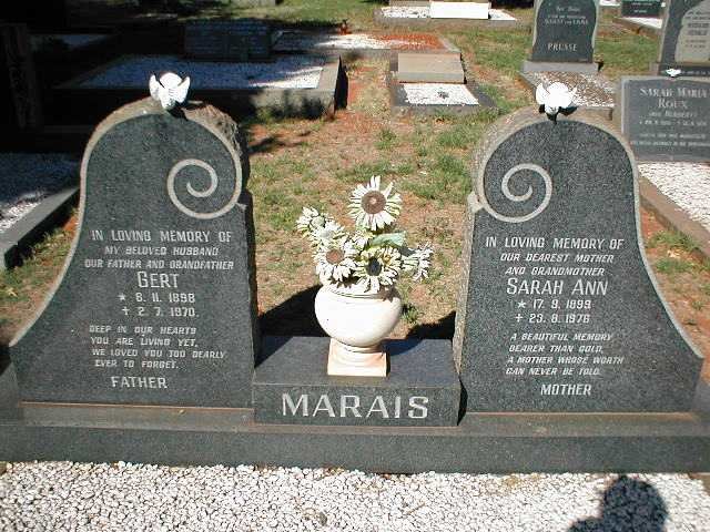 MARAIS Gert 1898-1970 &amp; Sarah Ann 1899-1976
