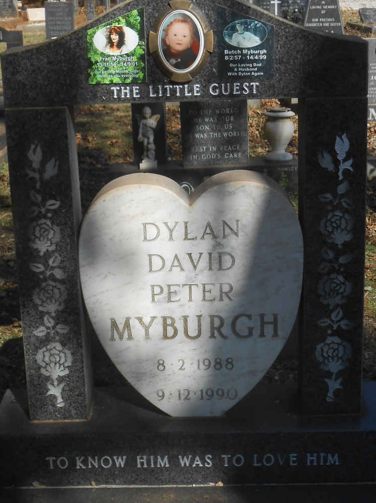 MYBURGH Butch 1957-1999 &amp; Fran 1956-2001 :: MYBURGH Dylan David Peter 1988-1990