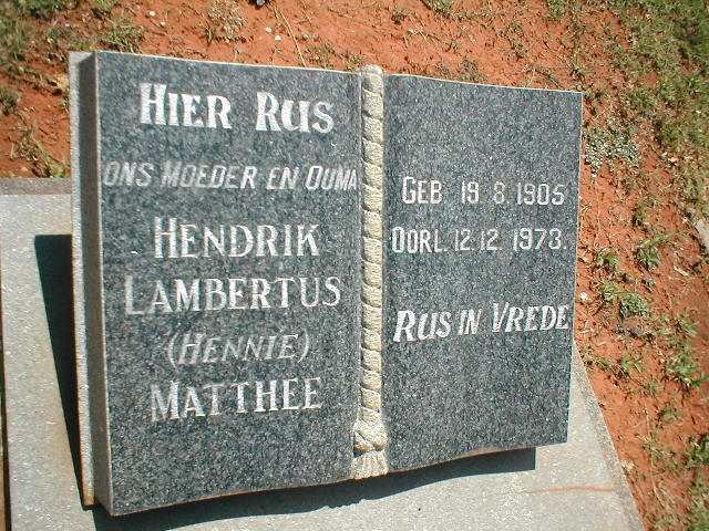 MATTHEE Hendrik Lambertus 1905-1973