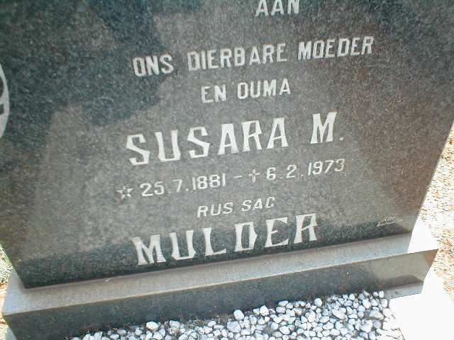MULDER Susara M. 1881-1973
