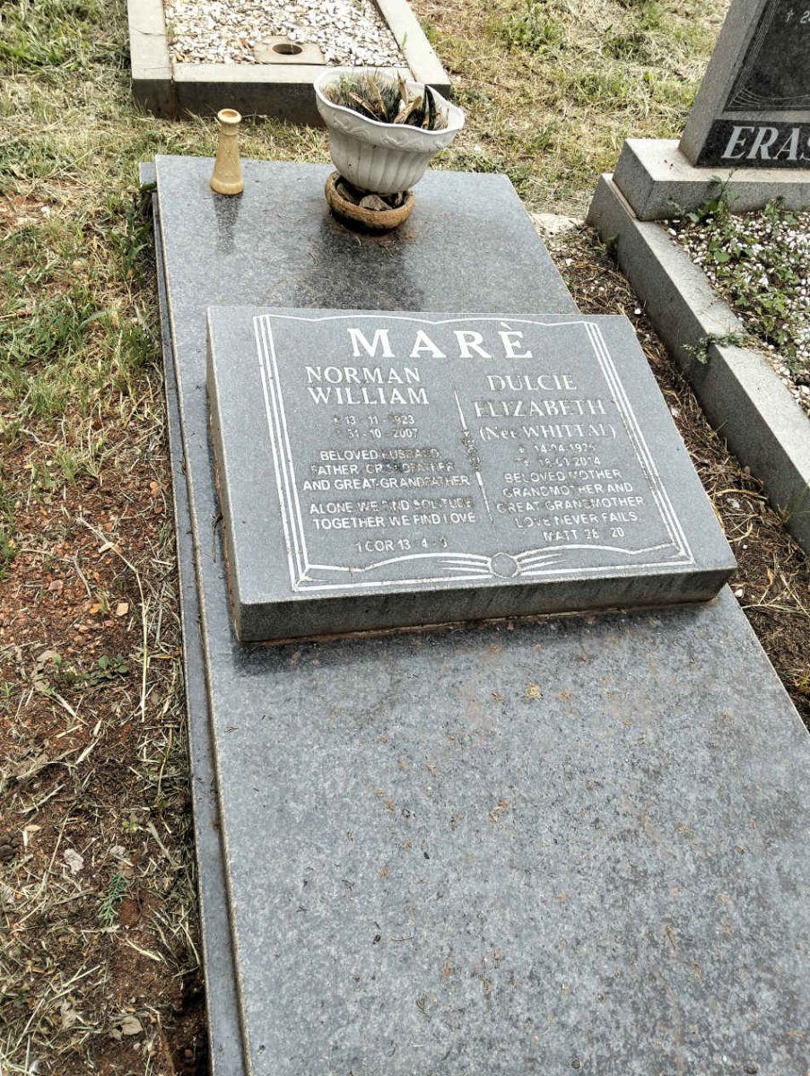 MARE Norman William 1923-2007 & Dulcie Elizabeth WHITTAL 1925-2014