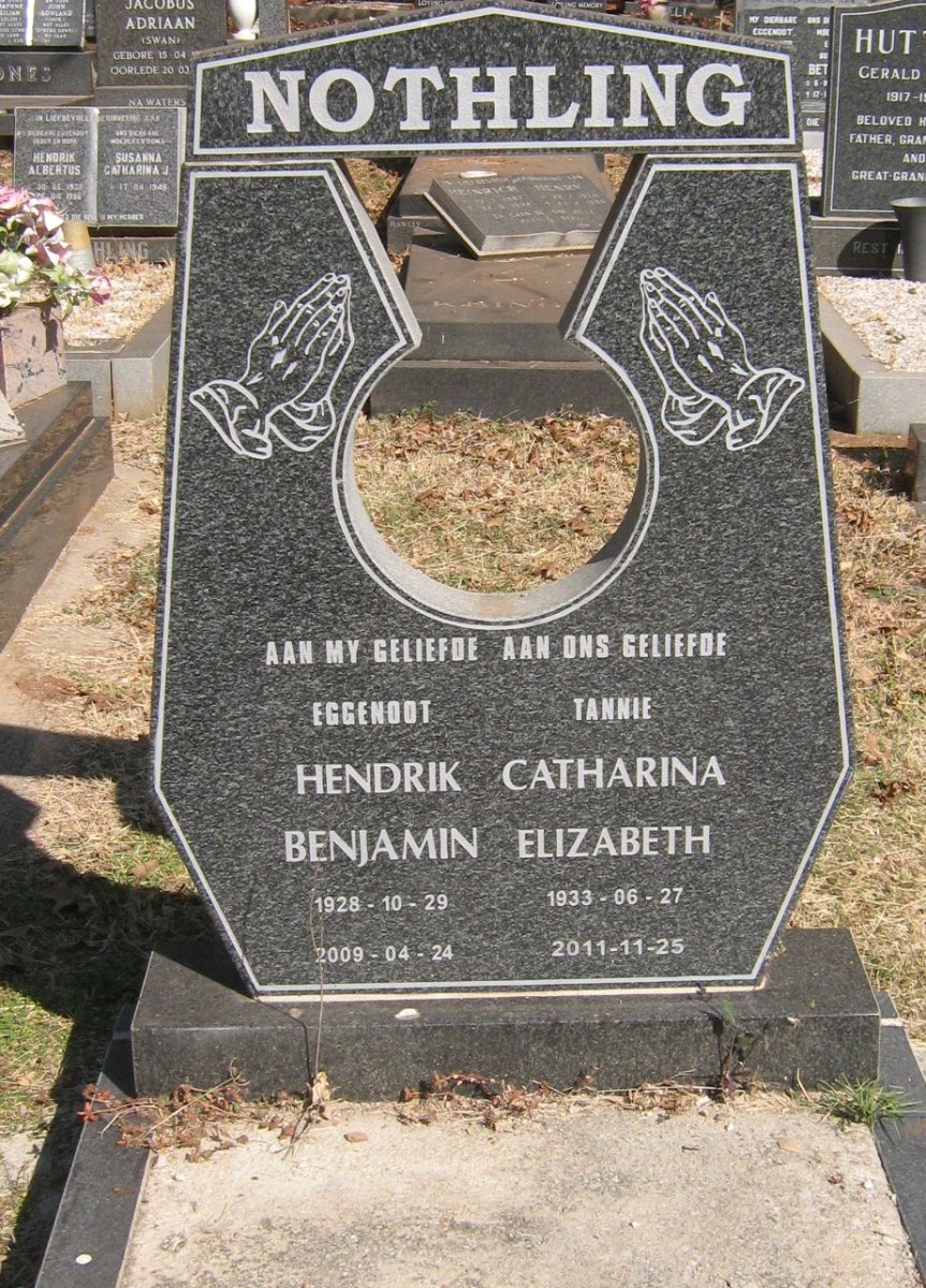 NOTHLING Hendrik Benjamin 1928-2009 &amp; Catharina Elizabeth 1933-2011