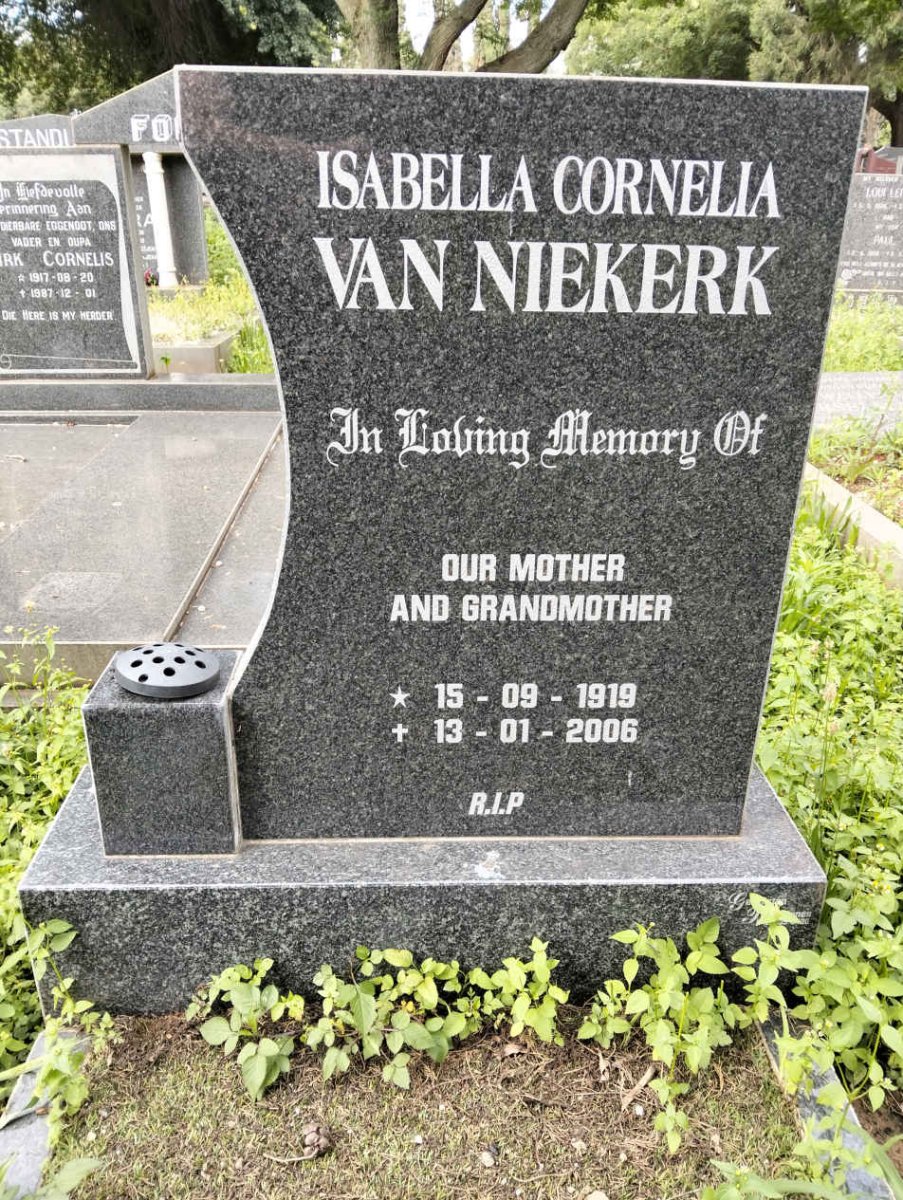 NIEKERK Isabella Cornelia, van 1919-2006
