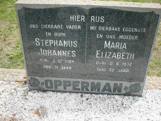 OPPERMAN Stephanus Johannes -1984 &amp; Maria Elizabeth -1972