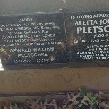 PLETSCHKE Oswald William 1936-2018 & Aletta Johanna 1943-2017