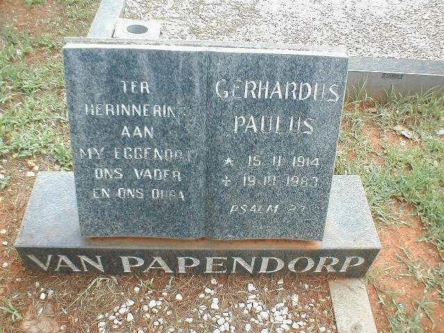 PAPENDORP Gerhardus Paulus, van 1914-1983