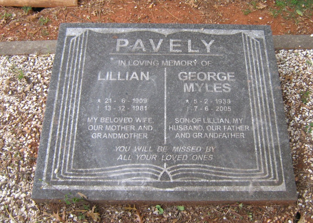 PAVELY Lilian 1909-1981 :: PAVELY George Myles 1938-2005