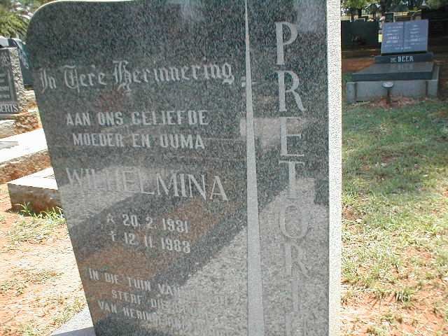 PRETORIUS Wilhelmina 1931-1983
