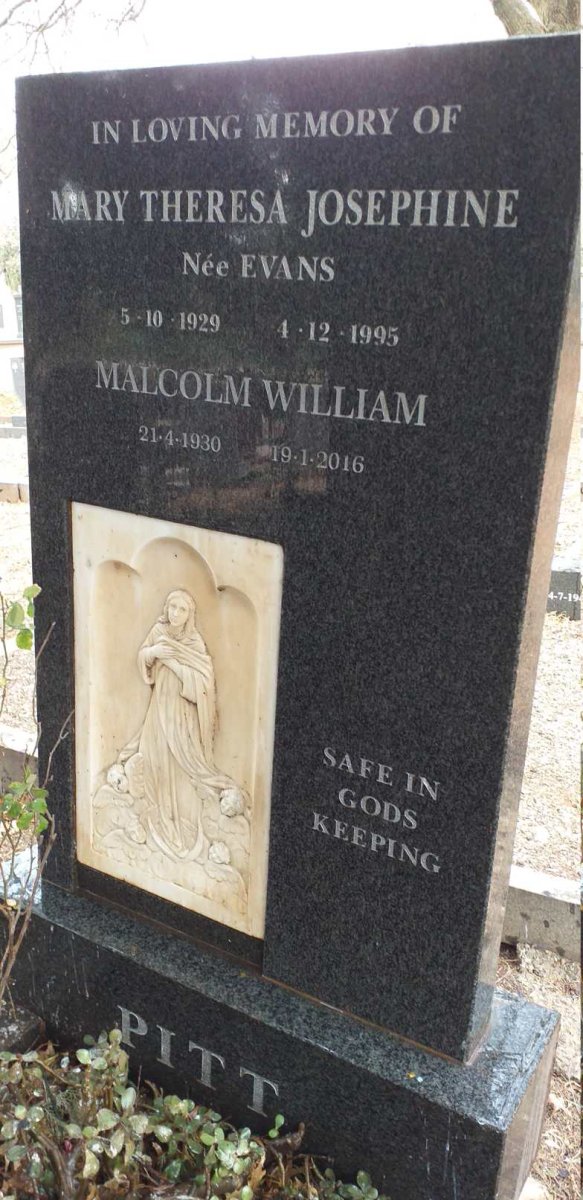 PITT Malcolm William 1930-2016 & Mary Theresa Josephine EVANS 1929-1995