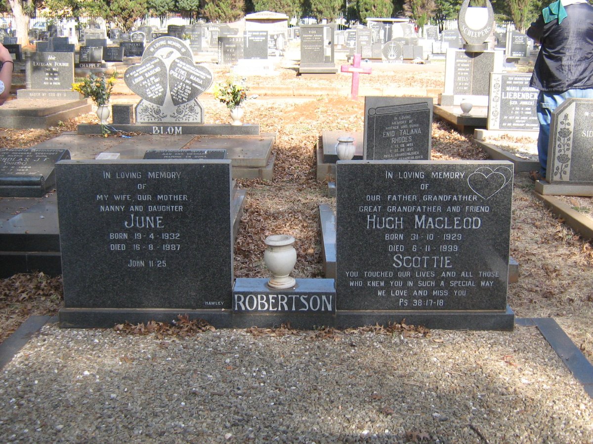 ROBERTSON Hugh Macleod 1929-1999 &amp; June 1932-1987