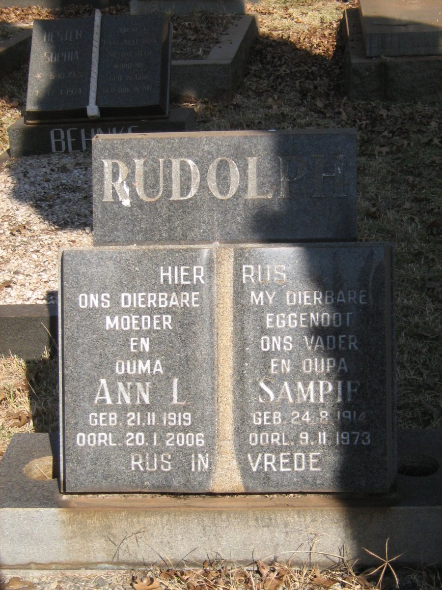 RUDOLPH Sampie 1914-1973 &amp; Ann L. 1919-2006