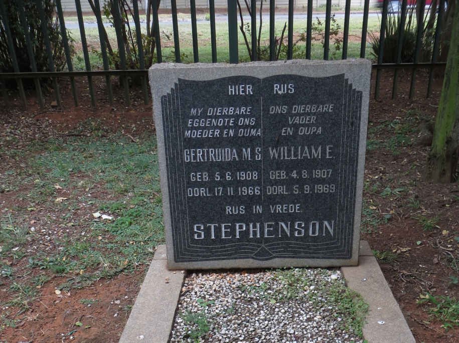 STEPHENSON William E. 1907-1969 &amp; Gertruida M.S. 1908-1966