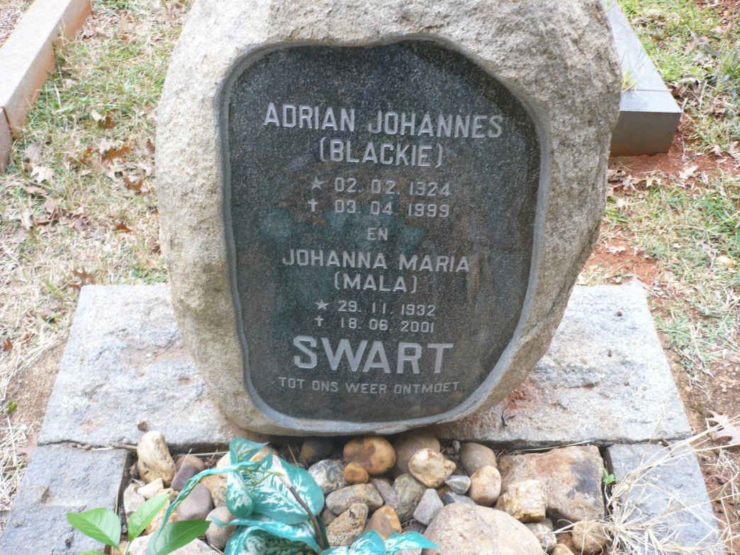 SWART Adrian Johannes 1924-1999 &amp; Johanna Maria 1932-2001