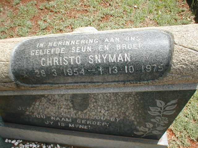 SNYMAN Christo 1954-1975