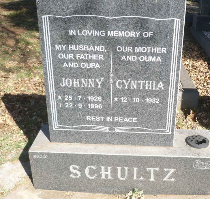 SCHULTZ Johnny 1926-1996 &amp; Cynthia 1932-