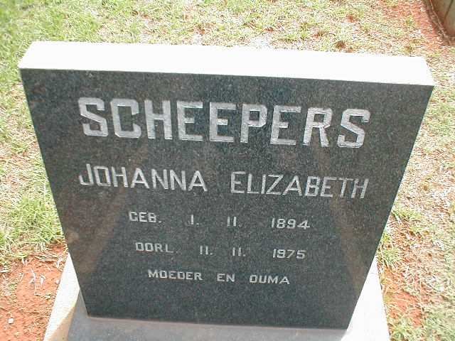 SCHEEPERS Johanna Elizabeth 1894-1975