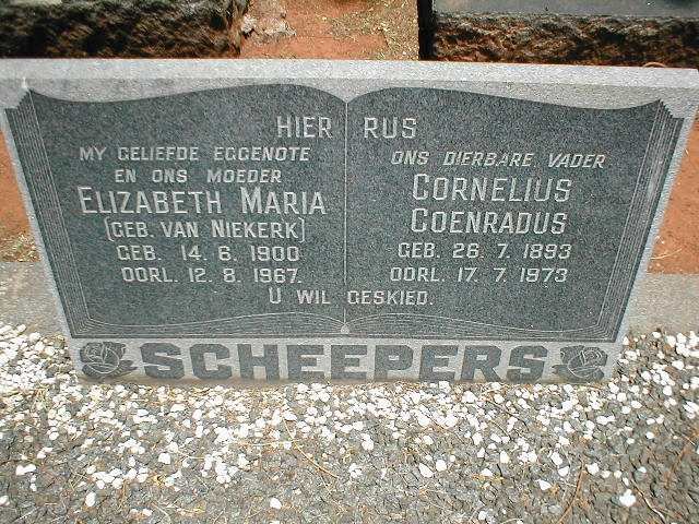 SCHEEPERS Cornelius Coenradus 1893-1973 &amp; Elizabeth Maria VAN NIEKERK 1900-1967