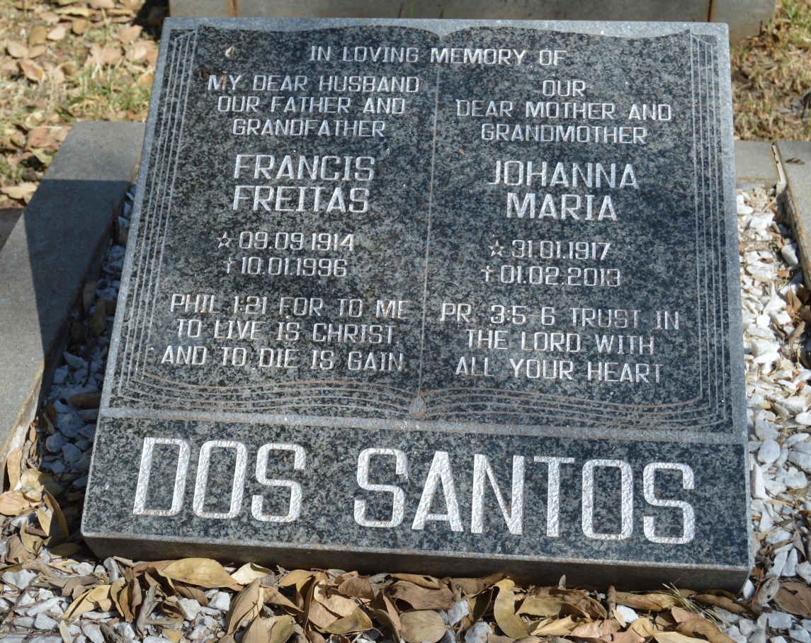 SANTOS Francis Freitas, dos 1914-1996 &amp; Johanna Maria 1917-2013