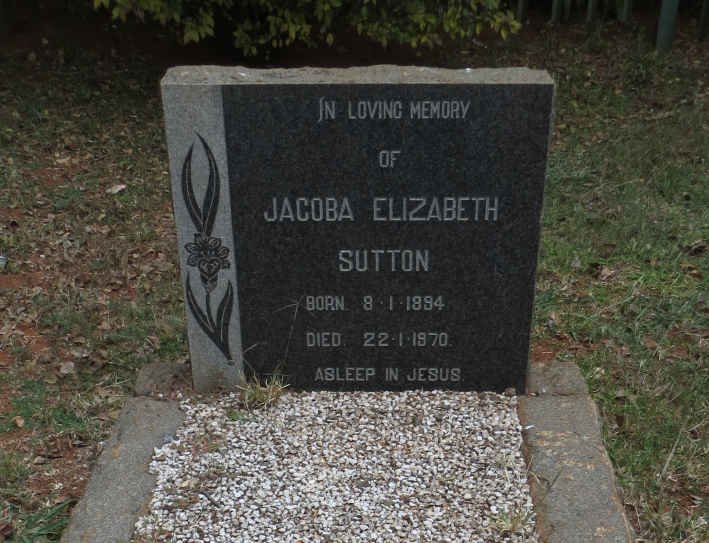 SUTTON Jacoba Elizabeth 1894-1970