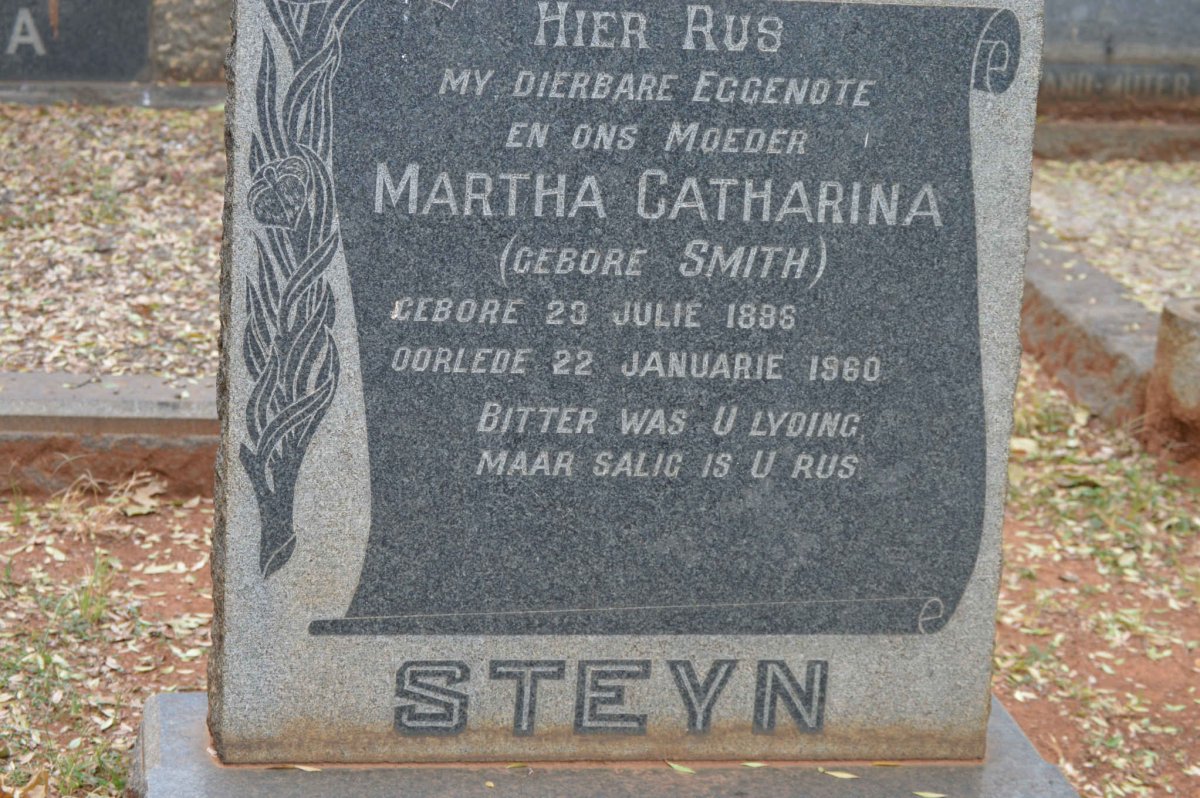 STEYN Martha Catharina nee SMITH 1886-1960