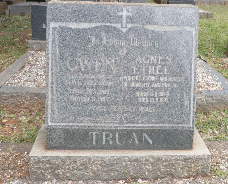 TRUAN Agnes Ethel 1876-1971 :: TRUAN Gwen 1903-1967