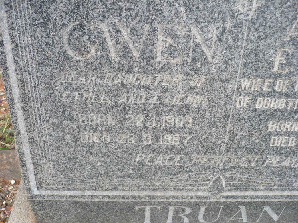 TRUAN Agnes Ethel 1876-1971 :: TRUAN Gwen 1903-1967