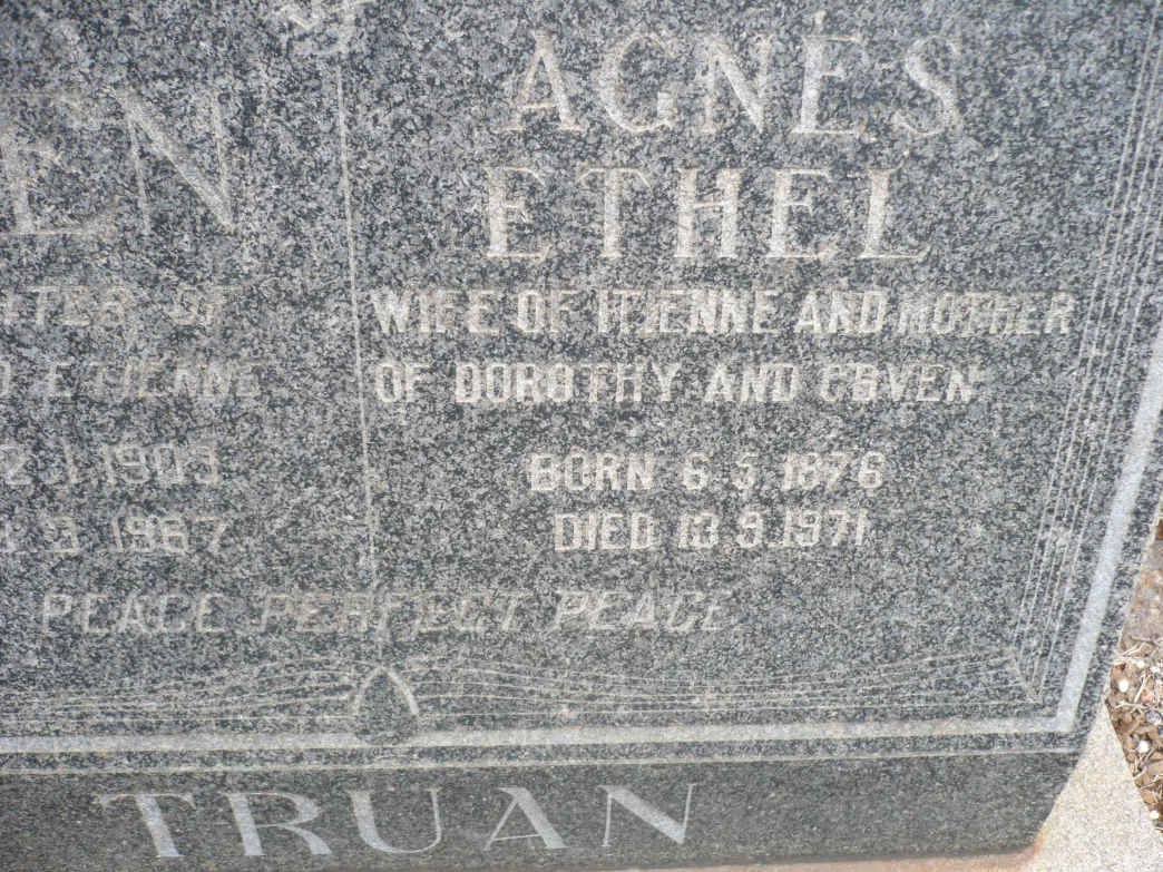 TRUAN Agnes Ethel 1876-1971 :: TRUAN Gwen 1903-1967
