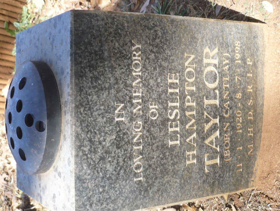 TAYLOR Leslie Hampton nee CANTLAY 1920-1998