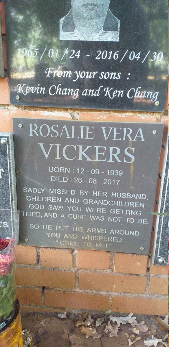 VICKERS Rosalie Vera 1939-2017