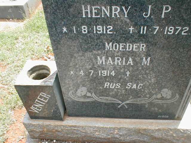 VENTER Henry J.P. 1912-1972 &amp; Maria M. 1914-