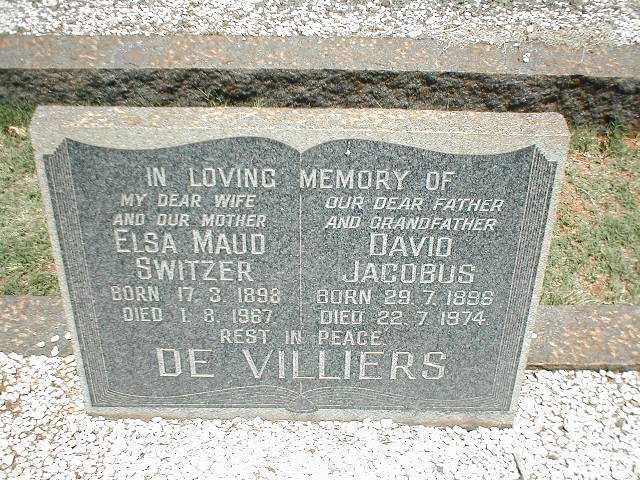 VILLIERS David Jacobus, de 1896-1974 &amp; Elsa Maud Switzer 1898-1967