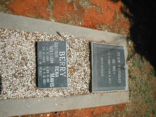 WET Dean Servaas, de  1960-1972 :: BERRY Arthur William 1910-1988 &amp;  Rena Mavis 1911-1997