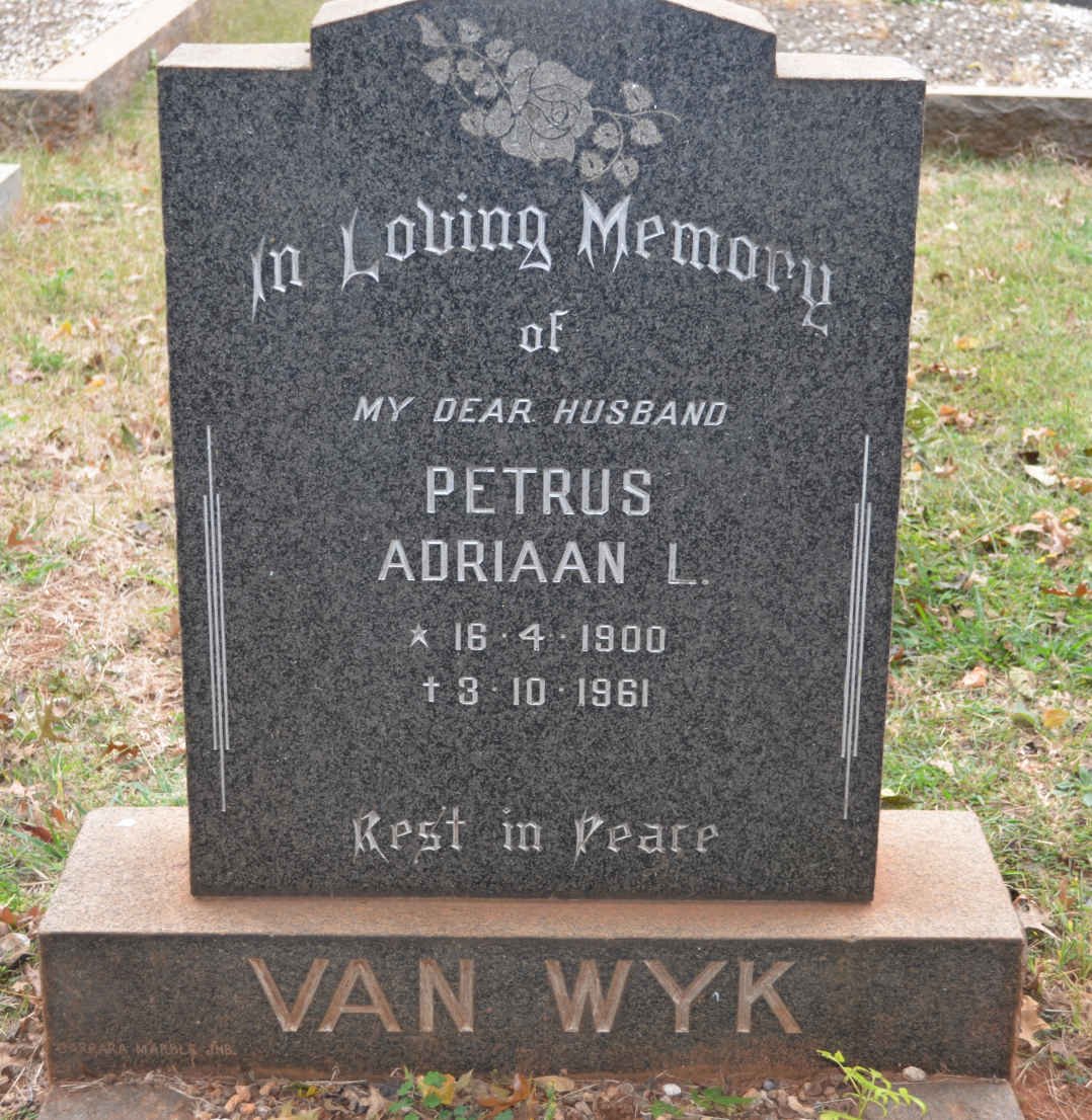 WYK Petrus Adriaan L., van 1900-1961