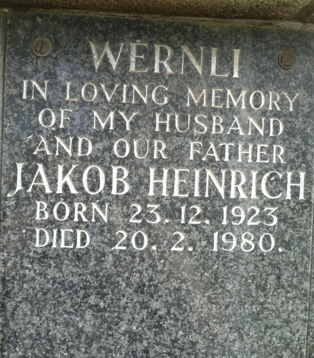 WERNLI Jakob Heinrich 1923-1980