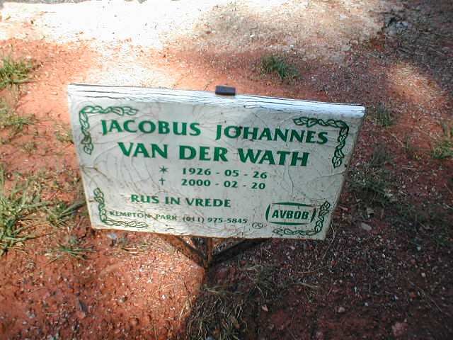 WATH Jacobus Johannes, van der 1926-2000