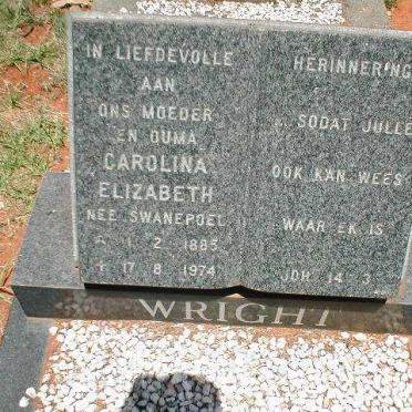 WRIGHT Carolina Elizabeth nee SWANEPOEL 1885-1974