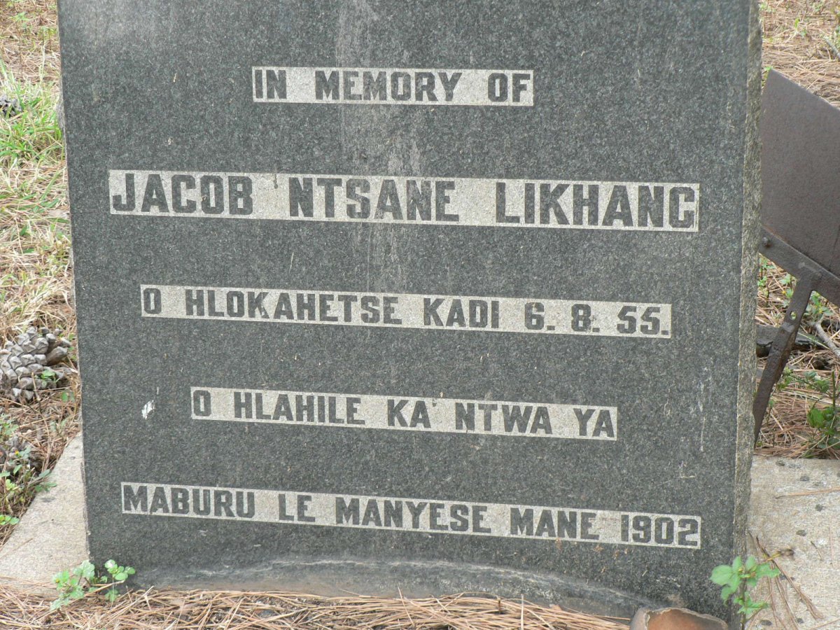 LIKHANG Jacob Ntsane 1902-1955
