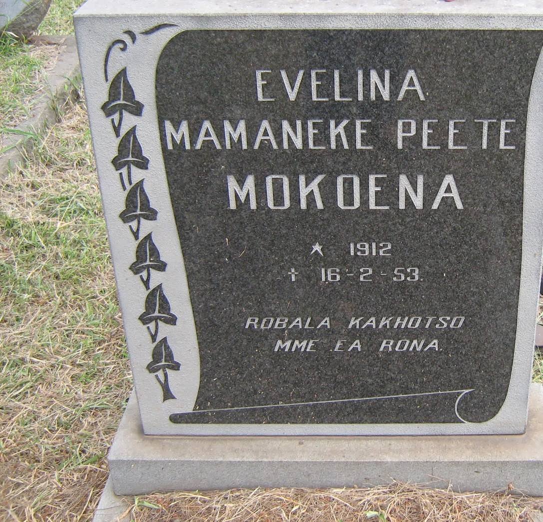 MOKOENA Evelina Mamaneke Peete 1912-1953