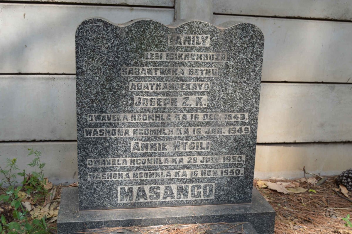 MASANGO Joseph Z.K. 1948-1949 :: MASANGO Annie Ntsili 1950-1950