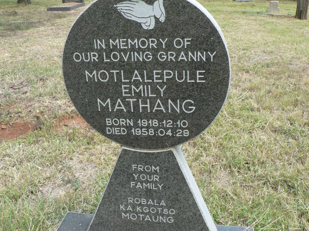 MATHANG Motlalepule Emily 1918-1958